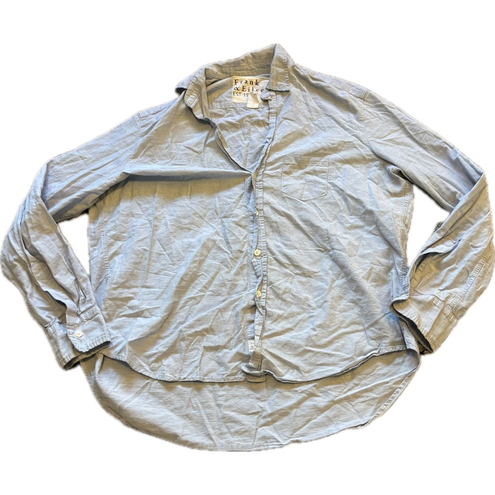 Frank & Eileen Eileen Light Blue Cotton Button Up Shirt Womens Small Made in USA